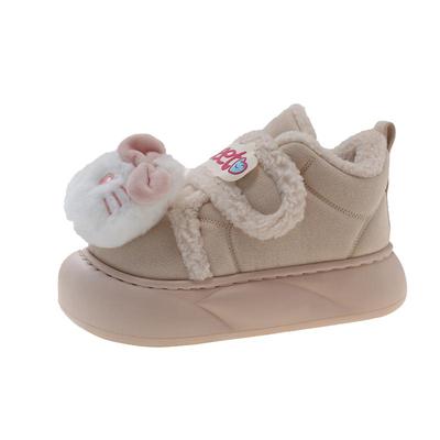 增高棉鞋魔术贴包跟加厚KT猫防水防滑女款冬内外穿加绒保暖棉拖鞋