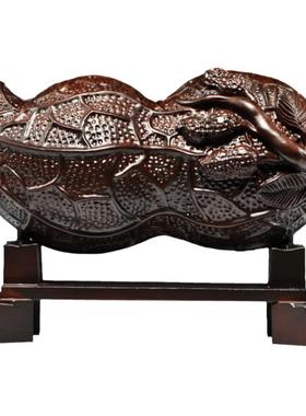 黑檀木雕生意兴隆摆件实木花生如意家居客厅装饰品摆设红木工艺品