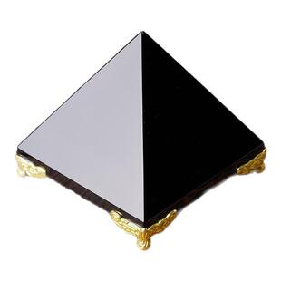 黑曜石金字塔摆件黑水晶四面塔家居客厅装饰品风水塔原石打磨