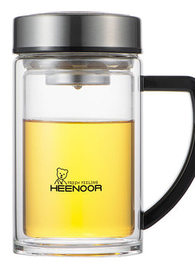 希诺双层办公玻璃杯商务茶水杯