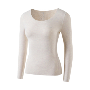 猫人羊毛保暖内衣女款德绒发热单件上衣打底衫秋衣秋裤套装加绒冬