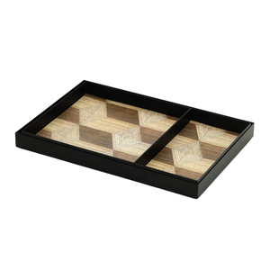 北欧桌面铁艺收纳盘 木纹皮垫复古托盘 玄关钥匙盘 高颜值收纳盒