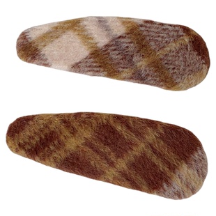 超大号~發家韩国秋冬复古格纹毛呢简约BB夹发夹侧边头饰发卡发饰