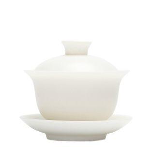 180ml素烧猪油白大号三才盖碗手工高档白瓷家用单个泡茶碗大茶杯