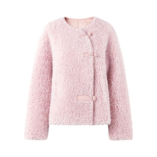 秋水伊人优雅国风仿皮草外套2025年冬季新款女圆领小个子保暖上衣