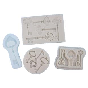 钥匙翻糖模具蛋糕装饰古典复古钥匙锁巧克力硅胶模具香薰石膏模具