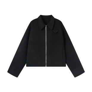 Manifold｜重工纯羊毛三角标cleanfit宽松休闲拉链毛呢夹克外套