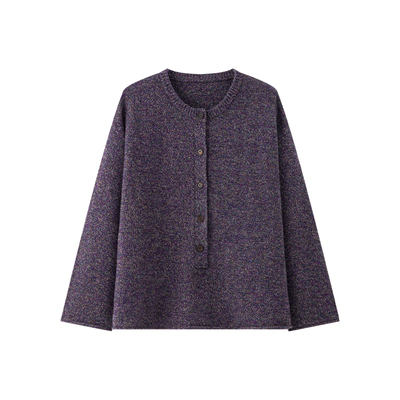 小闪纯羊毛紫花纱亨利领毛衣开衫