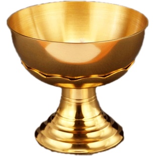 圆通佛具佛灯供灯油灯食用油灯芯架黄铜油灯铜碗长明灯佛堂供奉灯