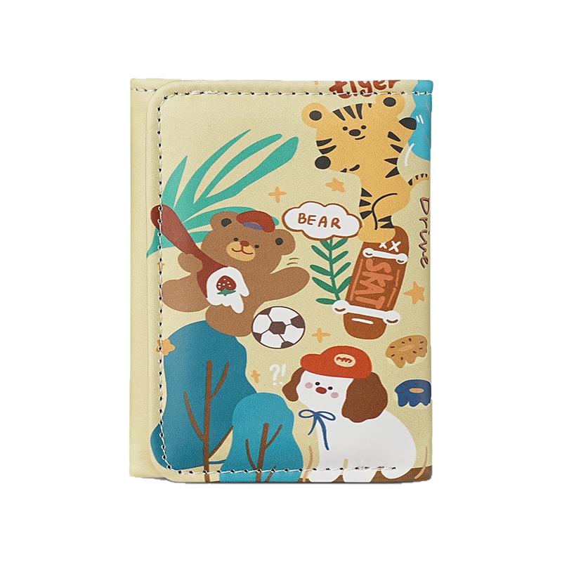韩风ins卡通插画钱包女短款大容量个性可爱高级感三折学生零钱包