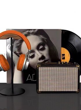 样板间办公室音乐主题装饰品音箱耳机复古黑胶唱片道具儿童房摆件