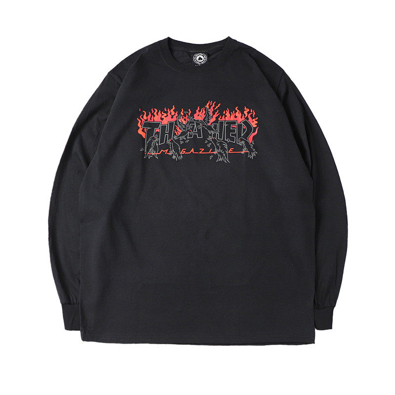 【羔羊House】Thrasher 美版限定多色水母乌鸦火焰薄款长袖T恤