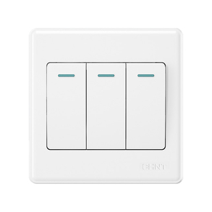 正泰三开单控开关按钮三联三位电源墙壁插座面板3开三控86型家用