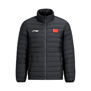 【2025新品】李宁超轻便排骨羽绒服男女版黑色保暖运动薄短款外套