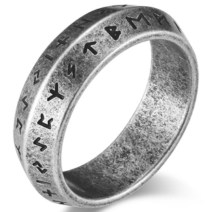 卢恩符文转动戒指男潮嘻哈个性单身菱形钛钢指环欧美复古维京潮牌