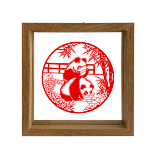 中国风特色蔚县手工剪纸窗花成品装饰画双面透明木框家居摆件礼品