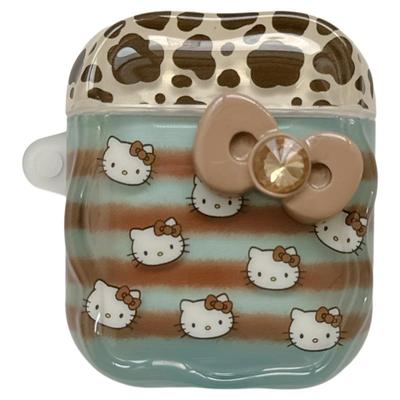 可爱豹纹HelloKitty挂饰适用苹果新4代airpods蓝牙无线耳机保护套airpods1/2/3硅胶软壳airpodspro三代女新款
