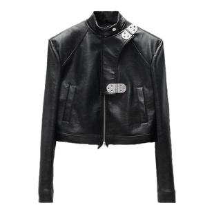 AKTK【李希侃/蒋敦豪/袁一琦同款】金属扣机能皮衣夹克外套女