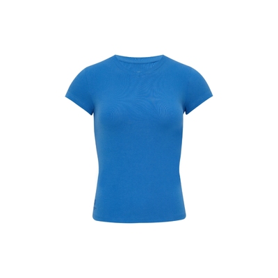 【弹力修身小v领短袖t恤】