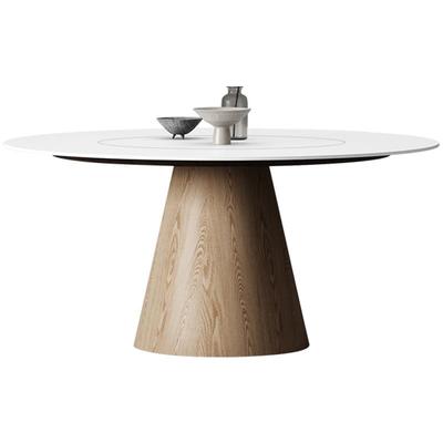 蒂诺莎实木圆形设计师岩板圆餐桌