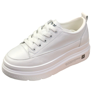 真皮内增高小白鞋女2025年秋新款韩版百搭厚底松糕鞋子网红休闲鞋