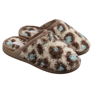 出口外单秋冬新品豹纹加厚绒橡胶底时尚耐磨室内居家用棉拖鞋女士