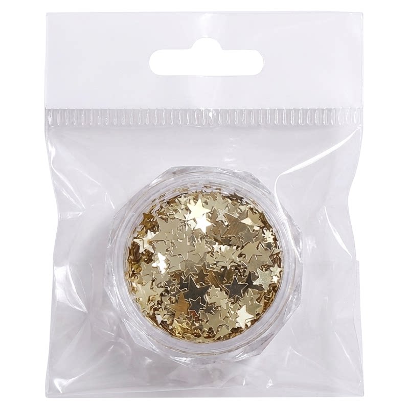 美甲饰品迷你极薄星星亮片网红爆款金银色五角星大小混装指甲配饰