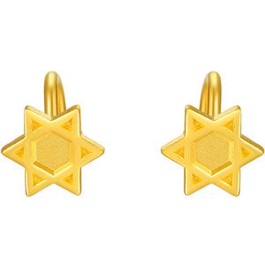 周六福黄金耳饰女计价足金六芒星耳饰首饰耳钉节日礼物纪念