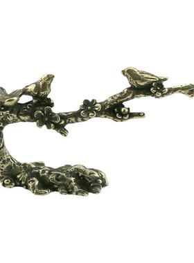 复古风实心喜鹊登梅笔托纯黄铜