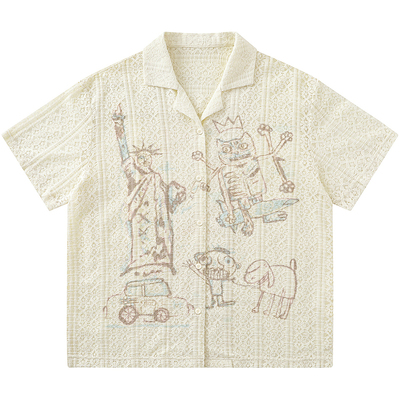 薄款慵懒风古巴领宽松短袖衬衫夏