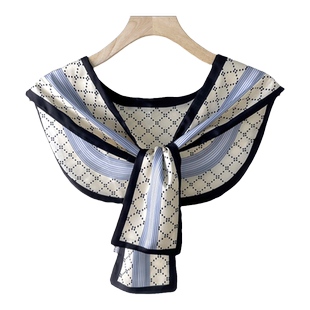 夏季外搭肩小披肩女冰丝办公室空调护颈椎配裙子衬衫假领子薄丝巾