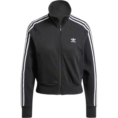 Adidas/阿迪达斯官方正品三叶草女士罗纹针织短款立领外套IY7278