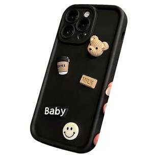 18原创小熊适用苹果15手机壳iphone14promax全包硅胶16pro防摔plus新款13不会撞款的12韩系xsmax黑色xr套11pm