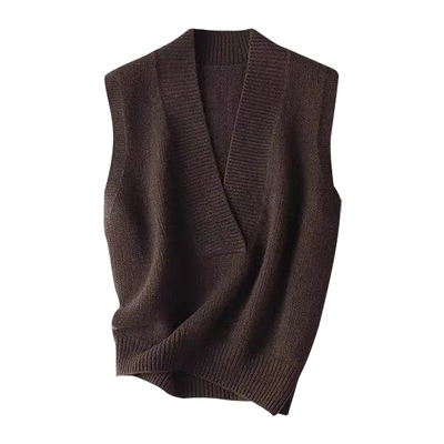 大码V领针织毛衣马甲背心女马夹