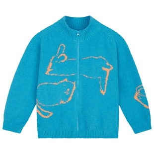 JNBYHOME江南布衣新款冬上衣居服可外穿儿童亲子趣味半边绒睡衣