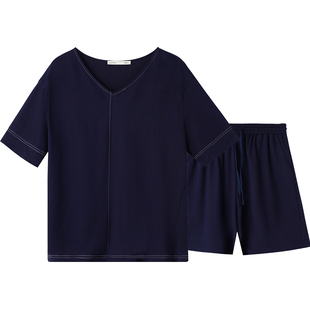 淳度【复古丹宁】睡衣女夏新款短袖可外穿夏天家居服套装薄款