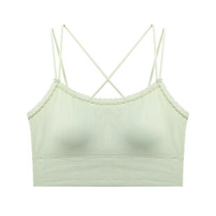 【凉感速干】三福双交叉大U型背心休闲运动风带杯吊带内衣女