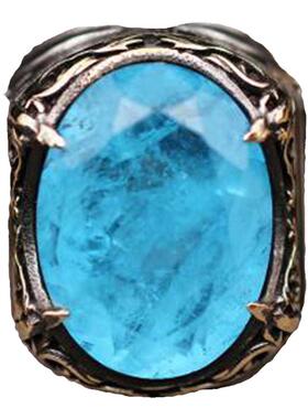 925纯银海蓝宝石镶嵌戒指雕刻