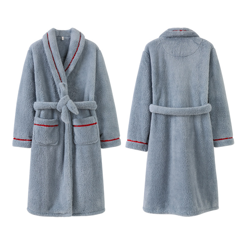 睡袍女冬加厚加长款保暖珊瑚绒浴睡衣/家居服套装