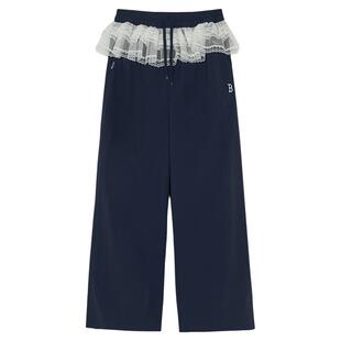 MLB官方 女款时尚百搭凉感防晒蕾丝拼接梭织裤26夏季新款WPB43