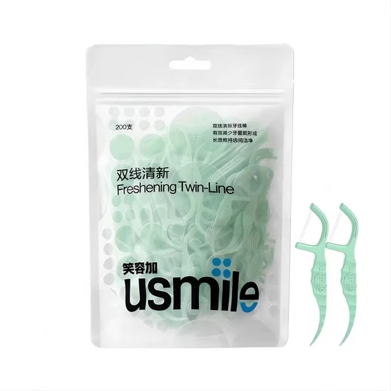 usmile超细双线牙线棒二合一