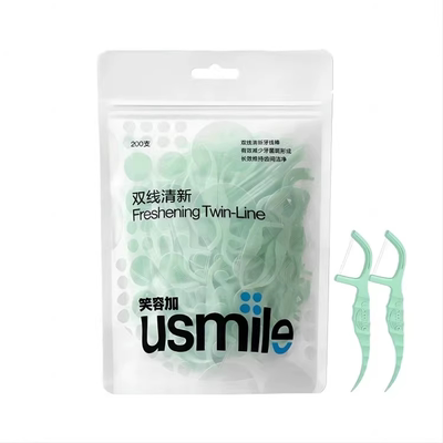 usmile超细双线牙线棒二合一