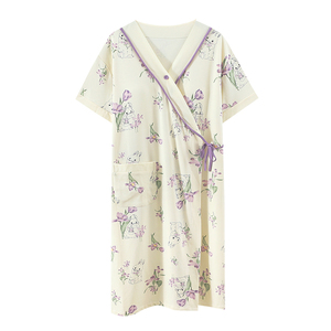 莫代尔孕妇睡裙带胸垫月子服5月份6哺乳睡衣夏薄款产妇入院待产裙