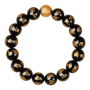 天然正品黑曜石手串男款本命年情侣手链女款本命佛转运珠饰品礼物