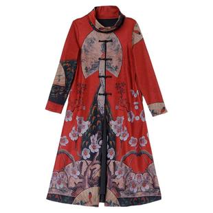 大码妈妈改良旗袍连衣裙2025秋冬新款宽松加绒中老年喜婆婆婚宴装