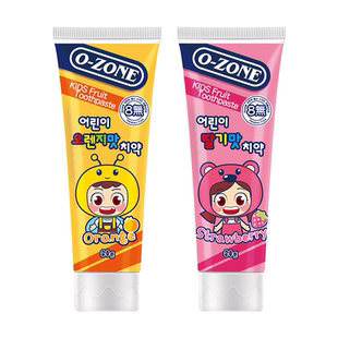 欧志姆 韩国原装进口1-12岁换牙期安心无氟草莓味儿童牙膏