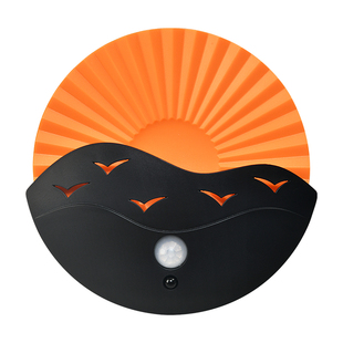 日出日落夕阳壁灯免接线免打孔免布线贴墙感应氛围高级充电款射灯