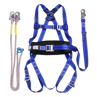 电工爬杆五点式双挂钩安全带高空作业安全绳户外防坠落全身式国标
