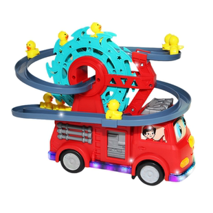 儿童网红小鸭子爬楼梯消防车玩具5摩天轮轨道3音乐电动玩具车礼物