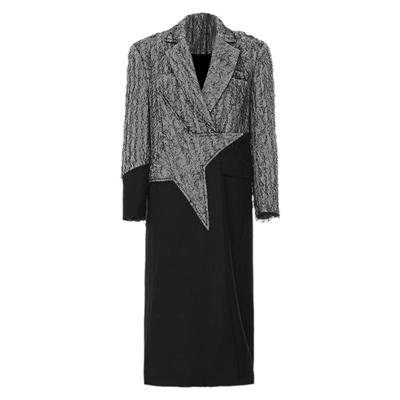 撞色五角星拼接设计师款风衣外套